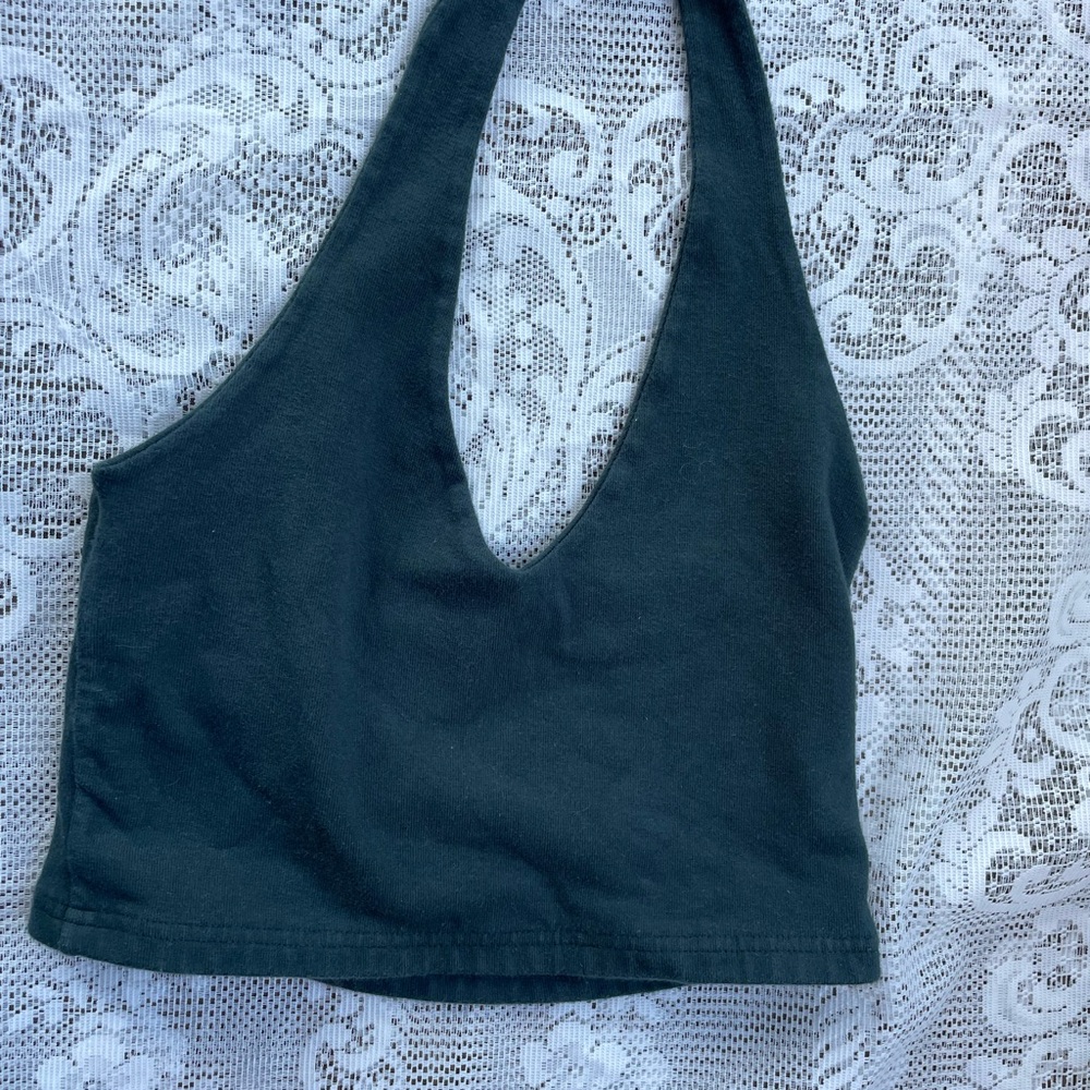 Green Brandy Melville Halter Crop Top